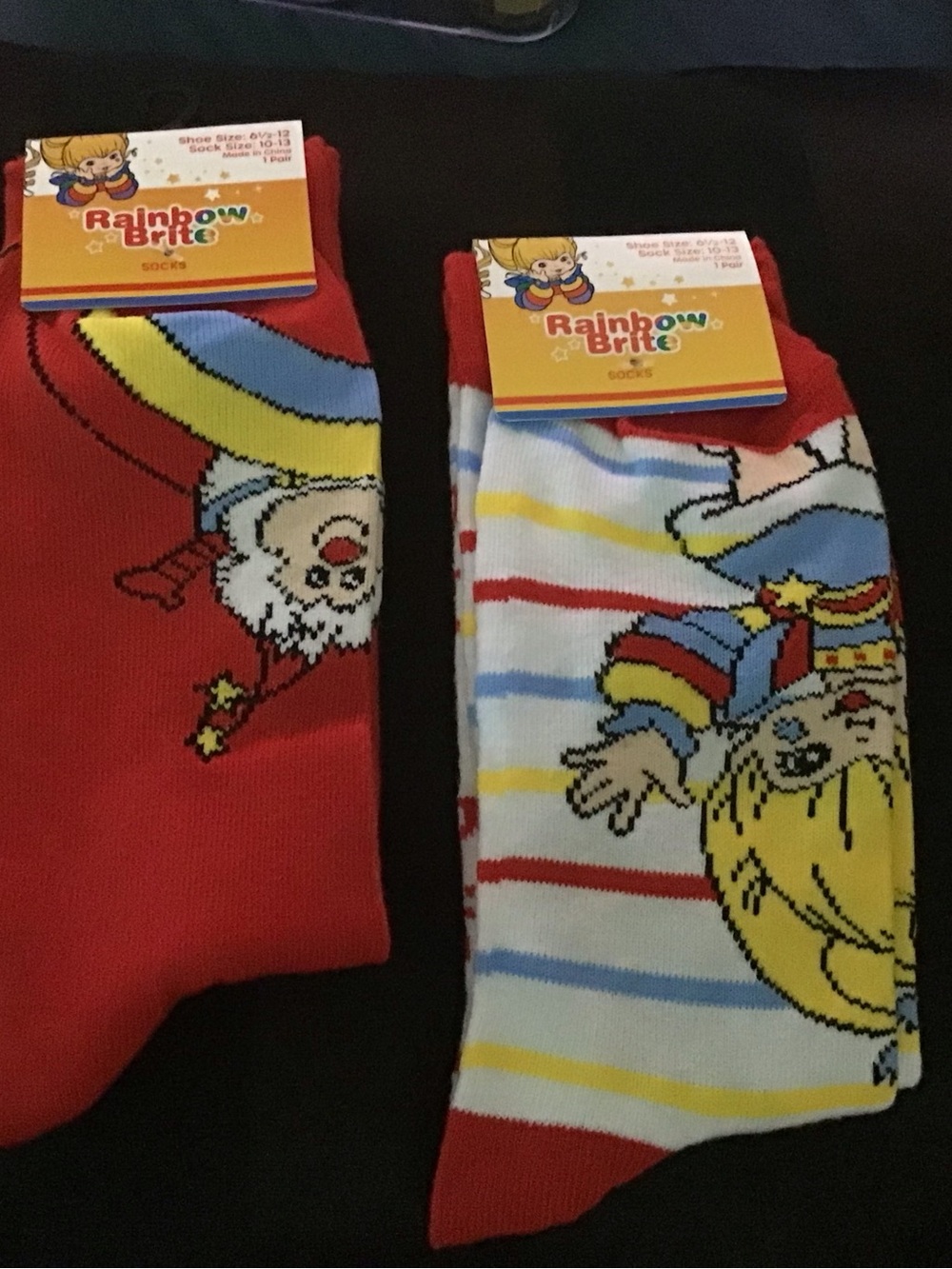 Rainbow Brite Crew Socks - Red, White, Yellow, Blue